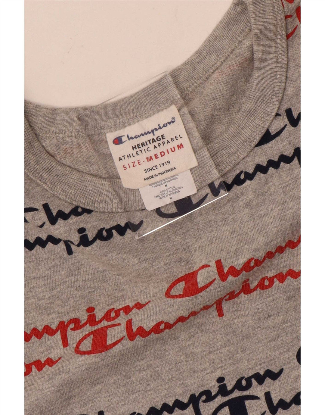 T-shirt con grafica Champion Heritage da uomo in cotone grigio medio