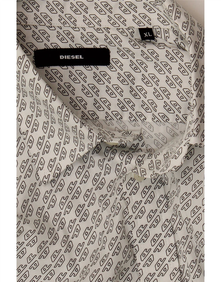DIESEL Mens Abstract Pattern Shirt XL White Cotton Vintage Diesel and Second-Hand Diesel from Messina Hembry 