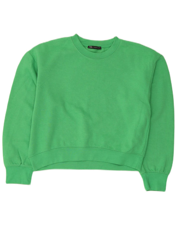 Zara Womens Oversized Sweatshirt Jumper UK 10 Small Green Polyester