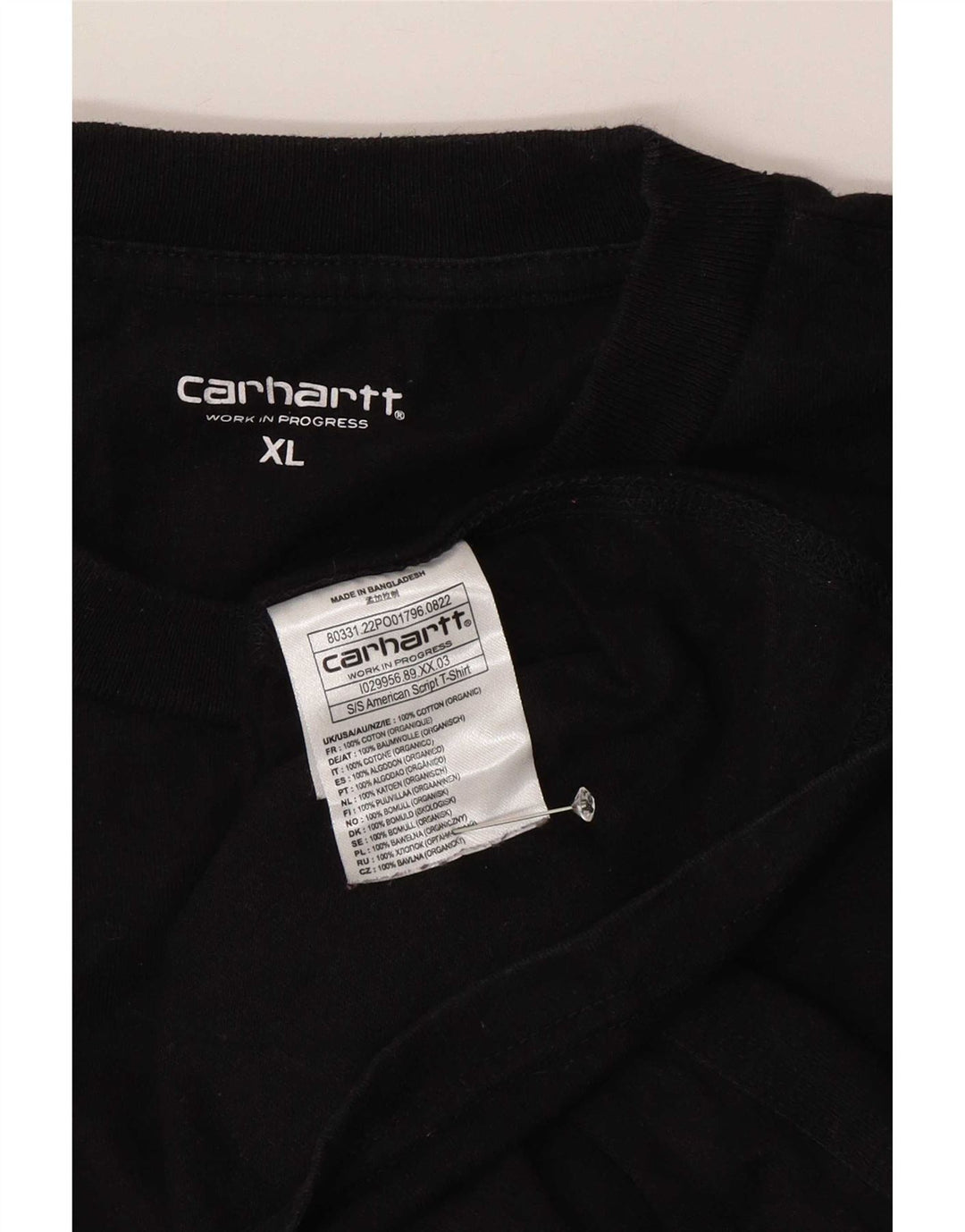 Carhartt Mens T-Shirt Top XL Black Cotton