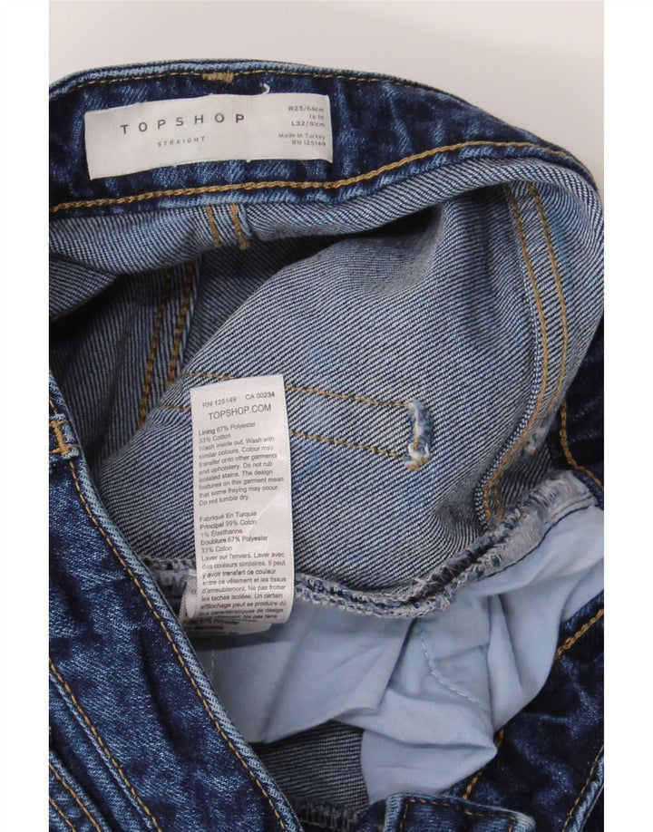 Topshop Womens Straight Jeans W25 L26 Blue Cotton
