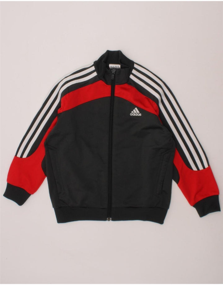 ADIDAS Boys Graphic Tracksuit Top Jacket 5-6 Years Black Colourblock Vintage Adidas and Second-Hand Adidas from Messina Hembry 