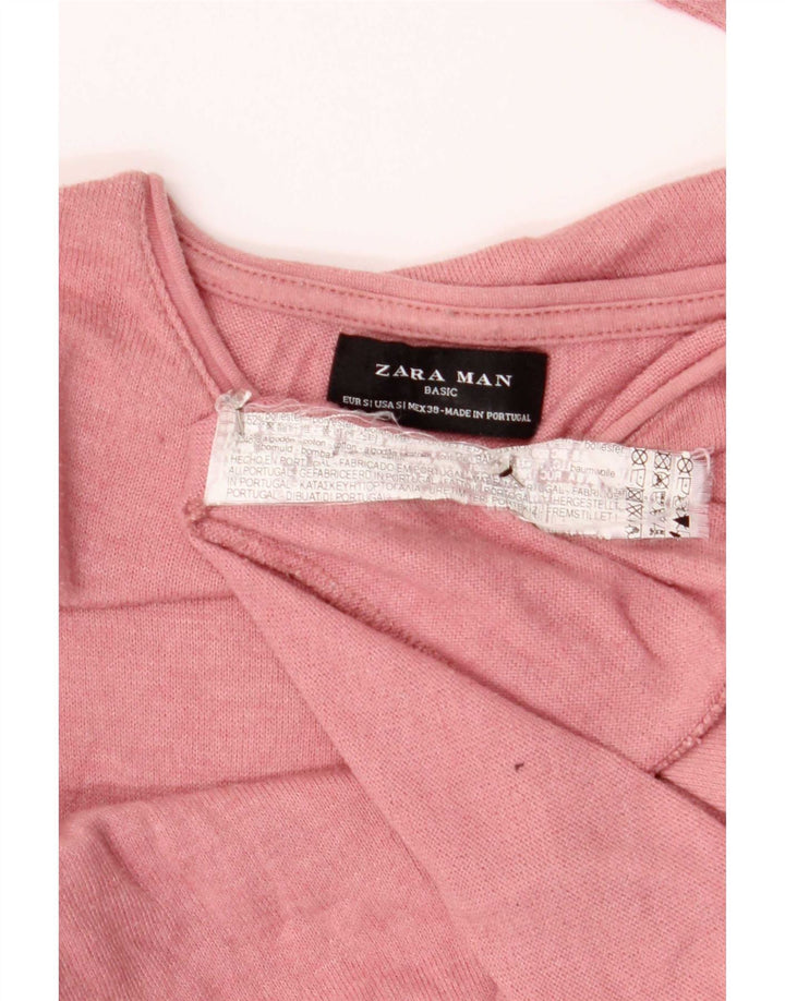 Zara Herren-Top, langärmelig, klein, rosa, Polyester