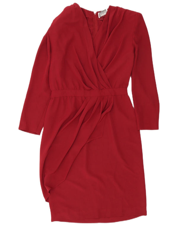 Luisa Spagnoli Womens Long Sleeve Sheath Dress UK 14 Medium Burgundy