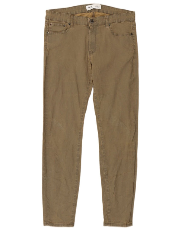 Damskie spodnie typu slim casual Zara EU 40 Medium W30 L27 Khaki