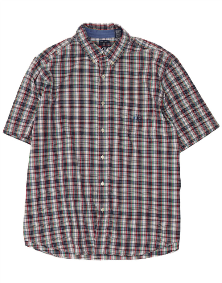 Chaps Mens Easy Care Short Sleeve Shirt 2XL Multicoloured Check Cotton