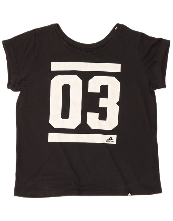 Puma Dame Climalite grafisk T-shirt top UK 20/22 XL sort bomuld