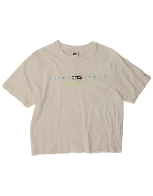 Tommy Hilfiger Dame New York City Grafisk T-Shirt Top UK 10 Small White