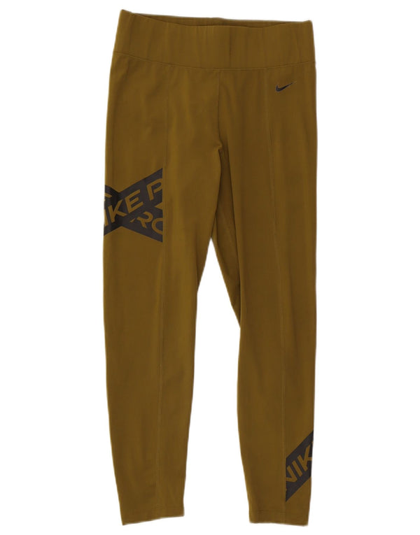 Nike Dame Grafiske Leggings UK 10 Small Khaki Polyester
