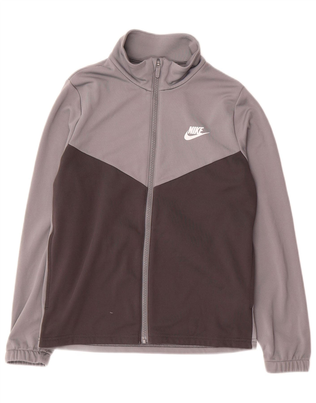 Nike Boys Graphic Tracksuit Top Jacket 12-13 Years Large Grey Colourblock