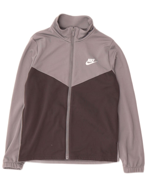 Nike Boys Graphic Tracksuit Top Jacket 12-13 Years Large Grey Colourblock