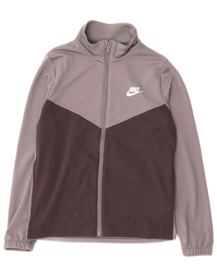 Nike Boys Graphic Tracksuit Top Jacket 12-13 Years Large Grey Colourblock