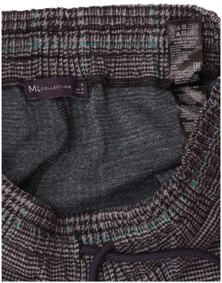 MARKS & SPENCER Træningsdragtsbukser til kvinder UK 8 Small Grey Houndstooth
