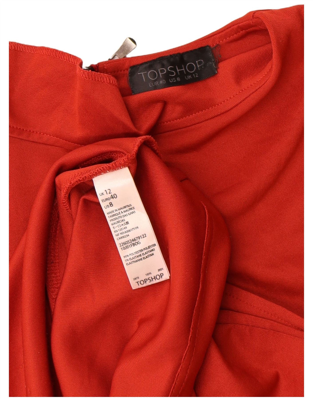 Topshop Womens T-Shirt Dress UK 12 Medium Red Polyester