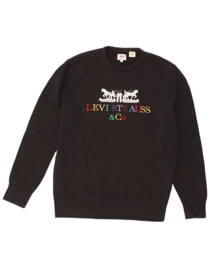 Levi's Mens Graphic Sweatshirt Jumper Small Black Cotton