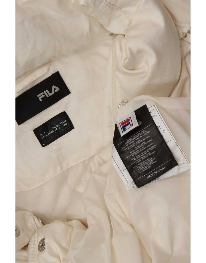 Женская утепленная куртка Fila с капюшоном UK 14, большой белый полиэстер
