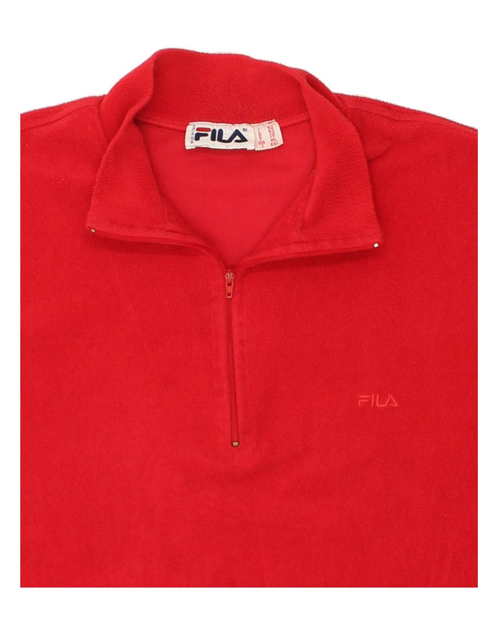 FILA Mens Zip Neck Fleece Jumper IT 42 Large Red Polyester Vintage Fila and Second-Hand Fila from Messina Hembry 