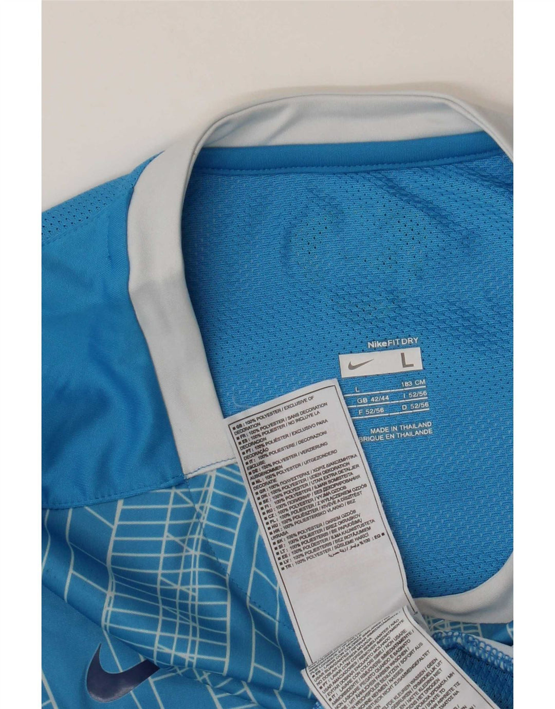 Nike Mens T-Shirt Top UK 42/44 Large Blue Geometric Polyester