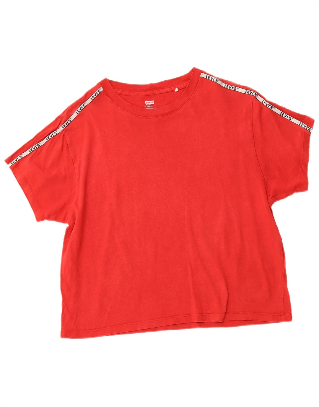LEVI'S Womens Crop T-Shirt Top UK 12 Medium Red Colourblock