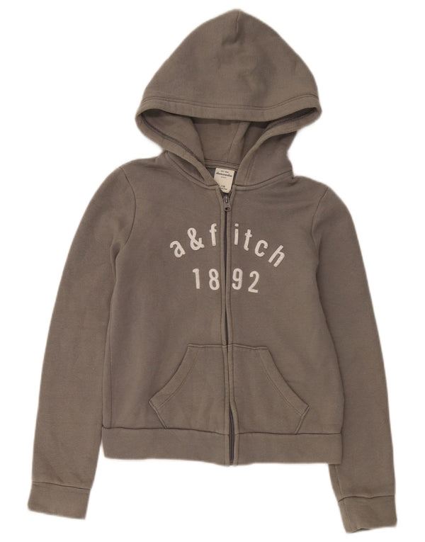 Abercrombie & Fitch Girls Crop hættetrøje med lynlås 13-14 år Large Grå