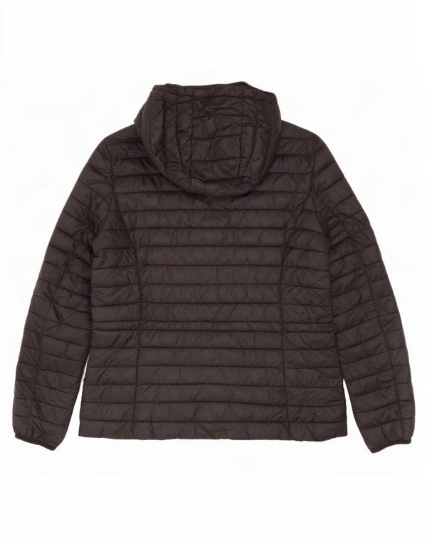 Massimo Dutti Womens Hooded Padded Jacket UK 12 Medium Black Nylon