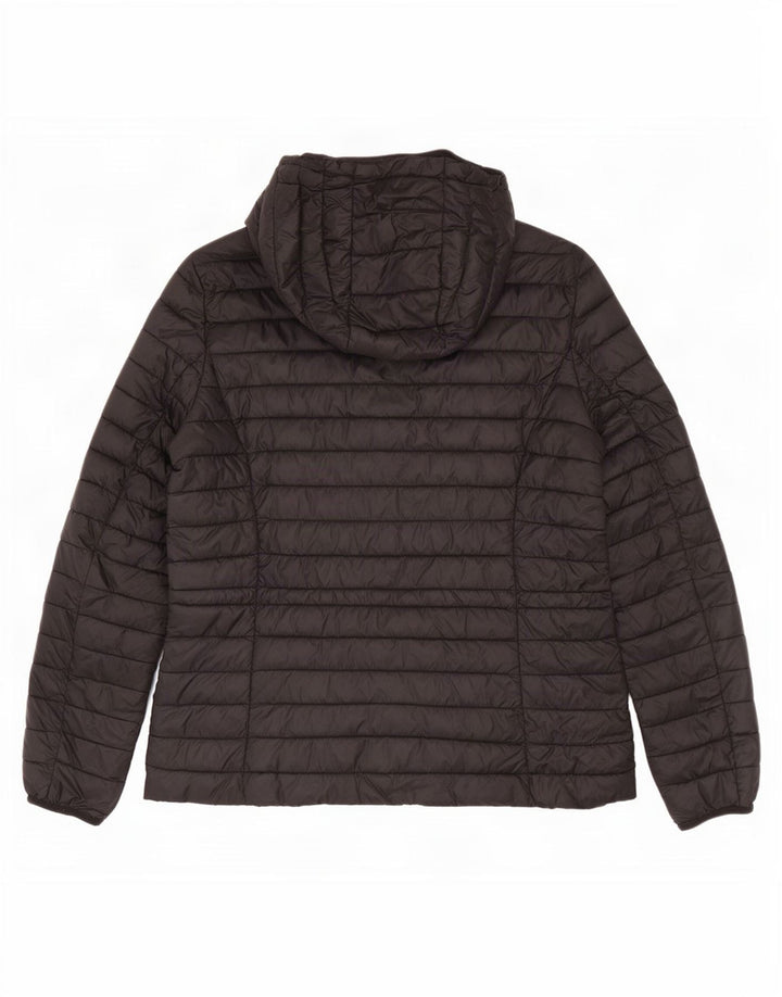Massimo Dutti Veste matelassée à capuche pour femme UK 12 Medium Black Nylon
