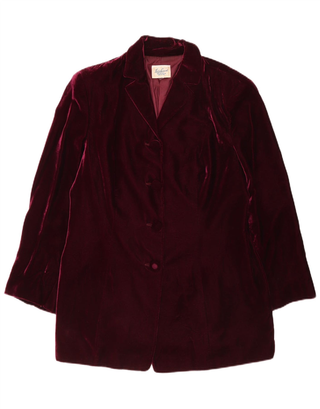 Luisa Spagnoli Womens Velvet 4 Button Blazer Jacket UK 14 Medium Burgundy