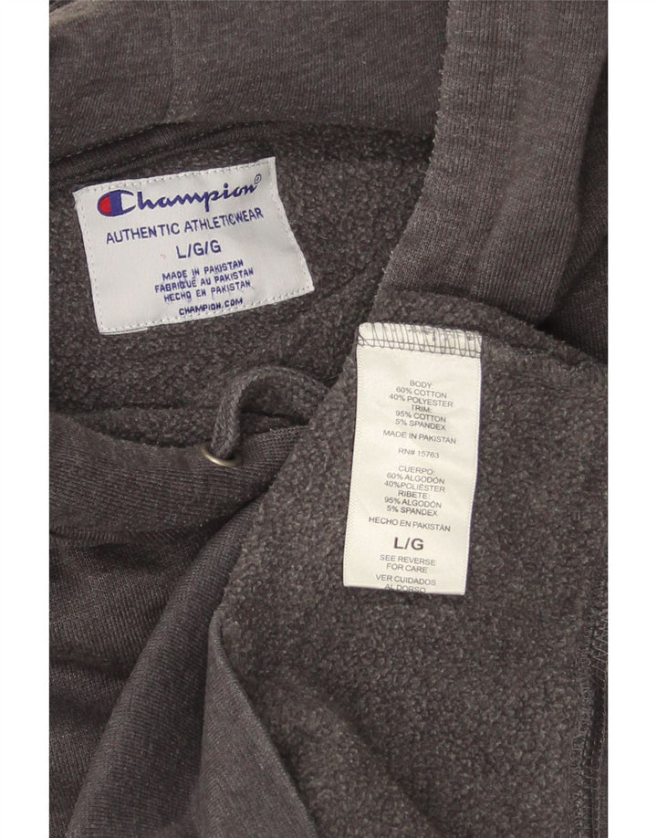 Champion Mens Hoodie Jumper Large Grey Cotton