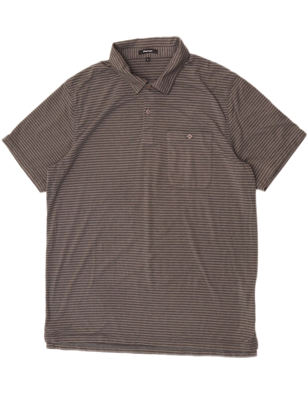 Rohan Mens Polo Shirt Large Grey Pinstripe Polyester