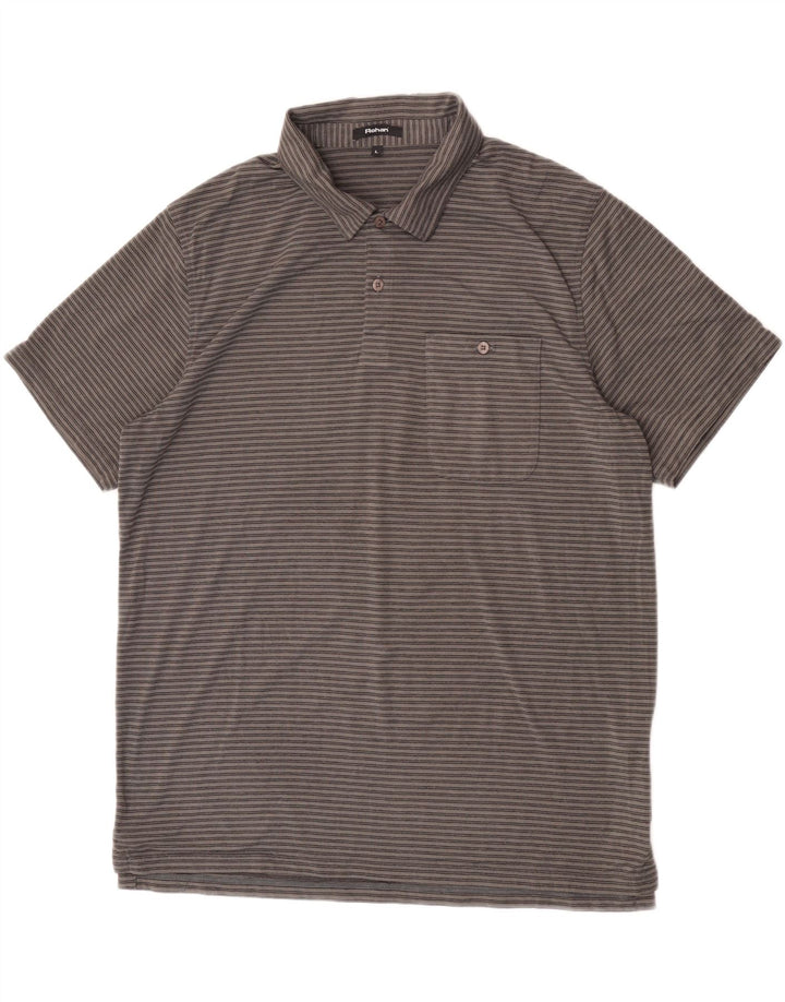 Rohan Mens Polo Shirt Large Grey Pinstripe Polyester