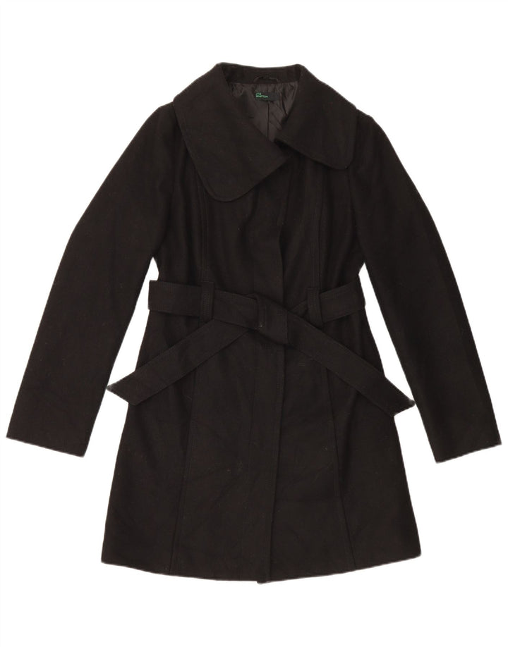 Benetton Damen Mantel IT 40 Small Schwarze Wolle