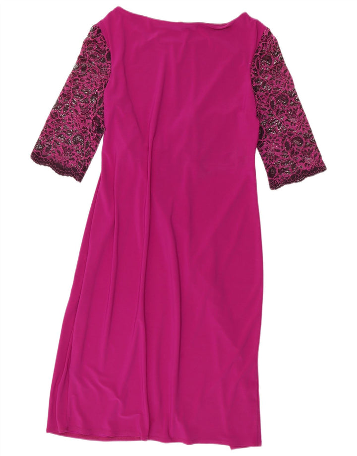 PER UNA Dame 3/4-ærmet Skede Kjole UK 14 Large Pink Polyester
