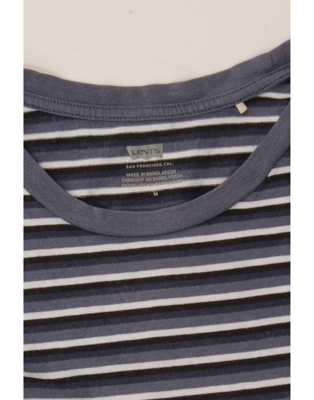 Levi's Dame T-Shirt Top UK 12 Mellem marineblå stribet