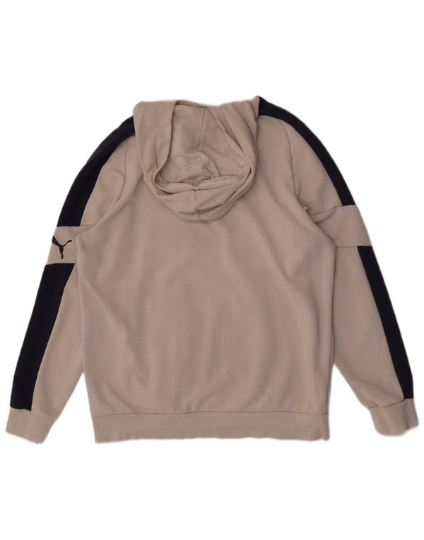 Puma Mens Graphic Hoodie Jumper Large Grey Colourblock Cotton