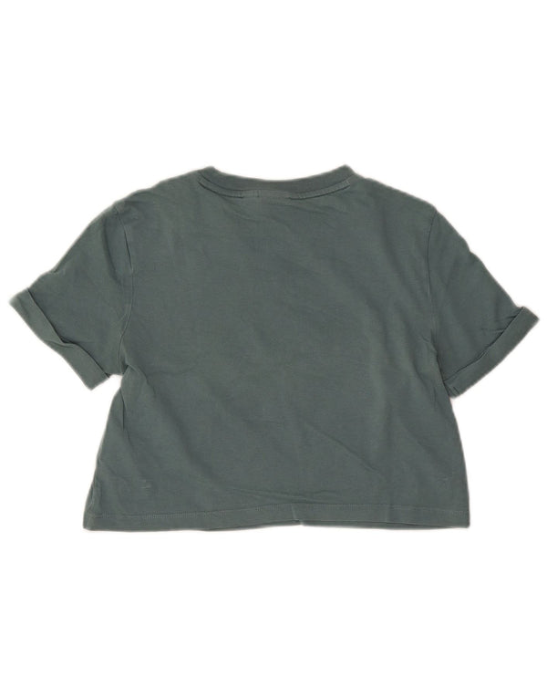 Adidas Womens Crop T-Shirt Top UK 8 Small Green Bomuld