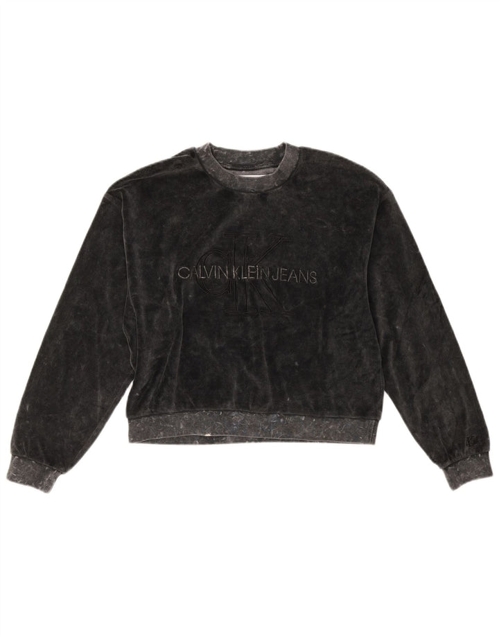 CALVIN KLEIN JEANS Womens Oversized Sweatshirt Jumper UK 10 Small Grey