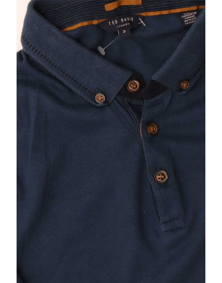 Ted Baker Langærmet herre poloshirt størrelse 3 Medium Navyblå Bomuld