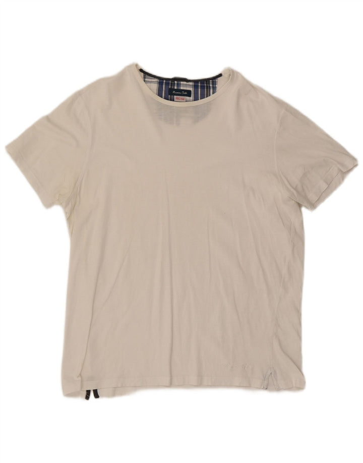 MASSIMO DUTTI Mens T-Shirt Top Large Off White