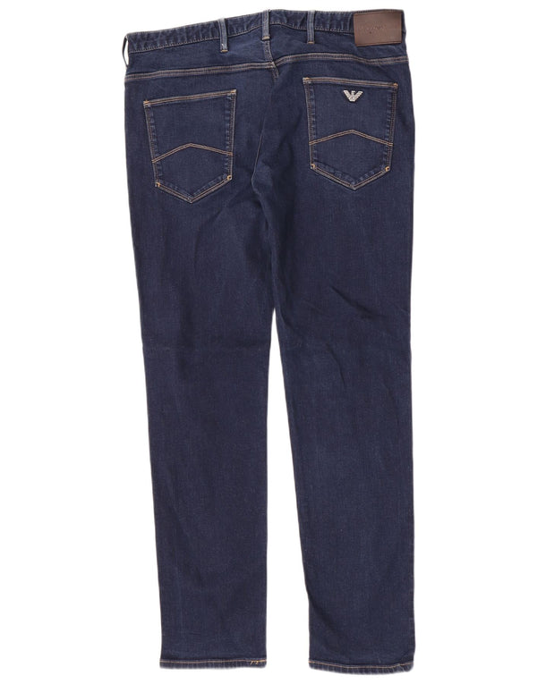 Emporio Armani Mens Slim Fit Straight Jeans W34 L30 Navy Blue Cotton