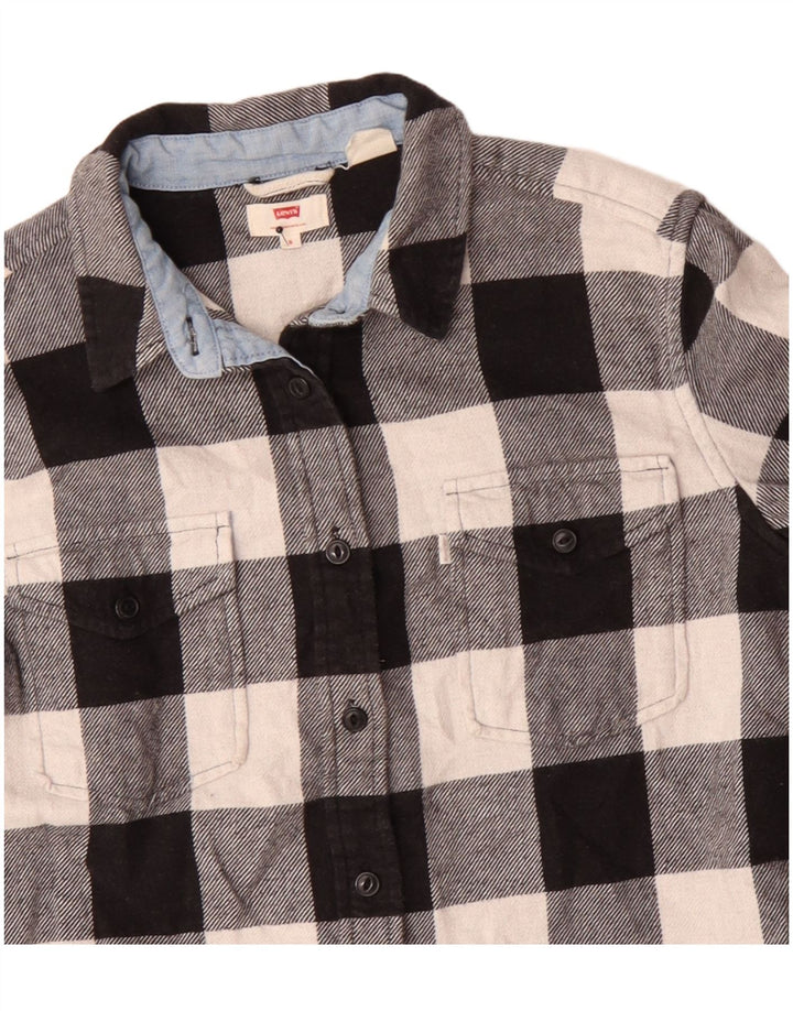 Levi's Womens Oversized Flannel Shirt UK 10 Small Black Check Cotton