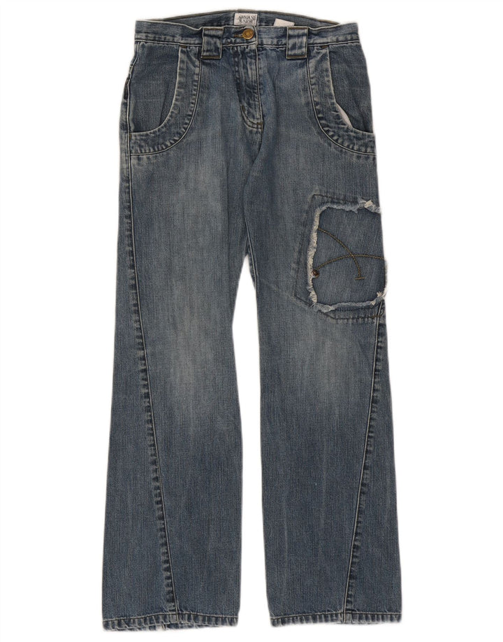 Armani Junior Girls Loose Jeans 10-11 Years W26 L28 Blue Patchwork