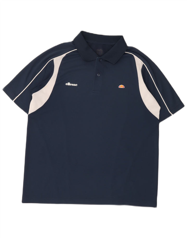 Ellesse Mens Polo Shirt Medium Navy Blue Colourblock