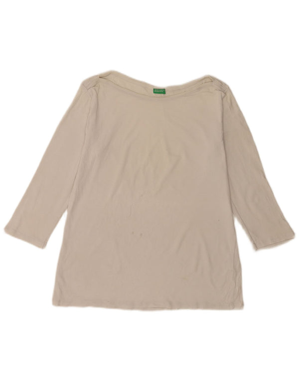 Benetton Womens Top 3/4 Sleeve UK 16 Large White Cotton