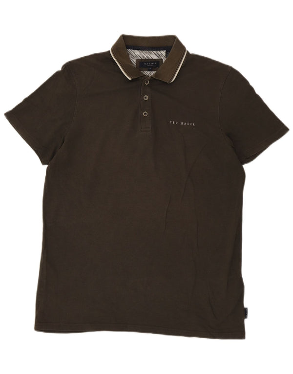 Ted Baker Mens Polo Shirt Size 3 Medium Khaki Modal