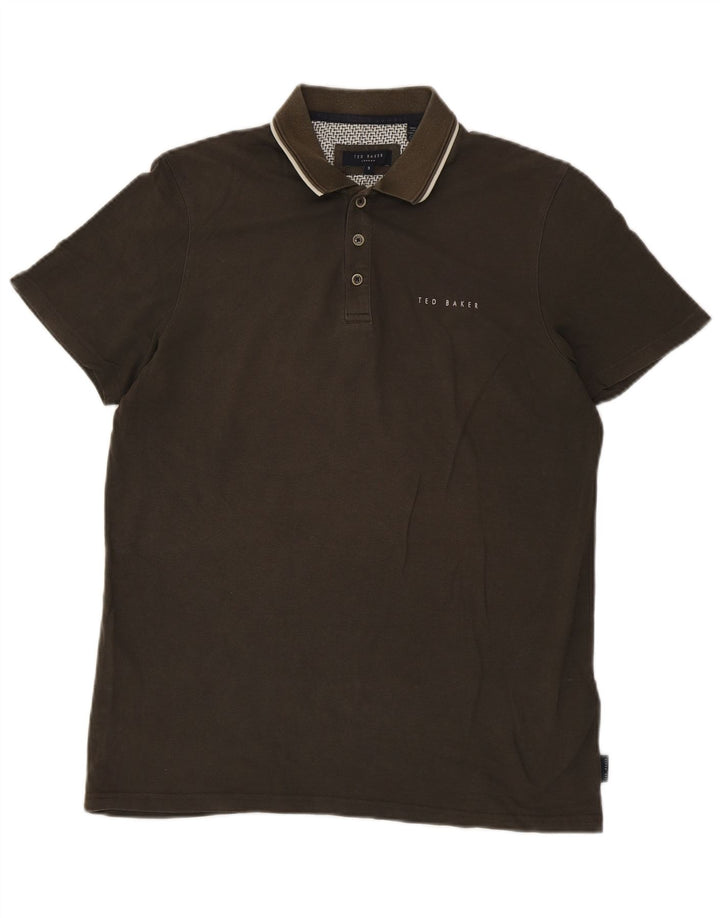 Tricou polo pentru bărbați Ted Baker Mărimea 3 Medium Kaki Modal