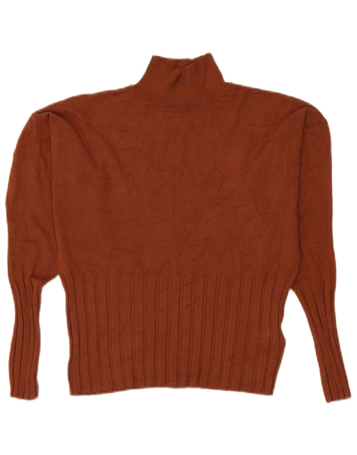 Maglione maglione a collo alto da donna Marks & Spencer UK 14 grande viscosa marrone