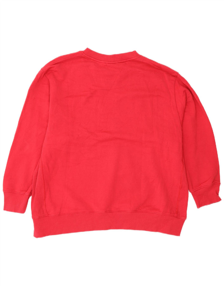 Zara Dame Harvard Oversized Sweatshirt Jumper UK 16 Stor Rød Bomuld