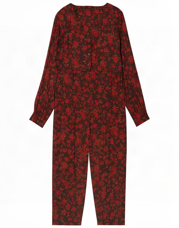 Combinaison surdimensionnée minimum pour femme EU 36 Petite viscose florale marron