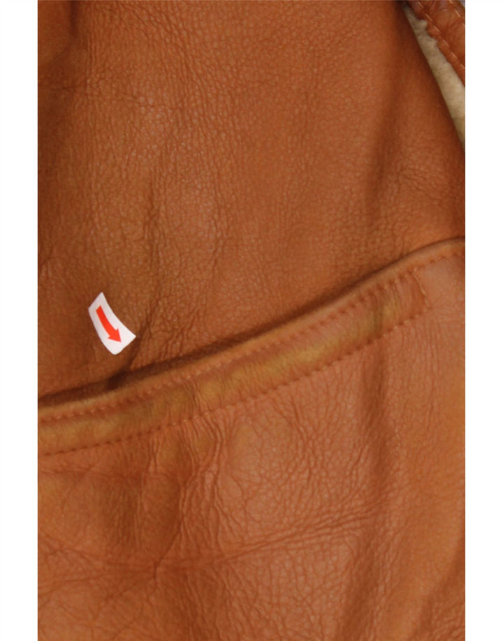 MABRUN Mens Shearling Jacket UK 36 Small Brown Leather