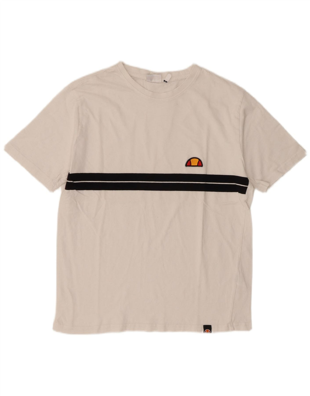 Ellesse Mens T-Shirt Top Small White Colourblock Cotton